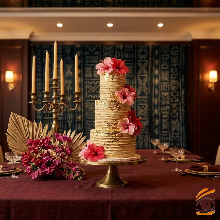 Anniversaire 30 ans — gâteau et décor or