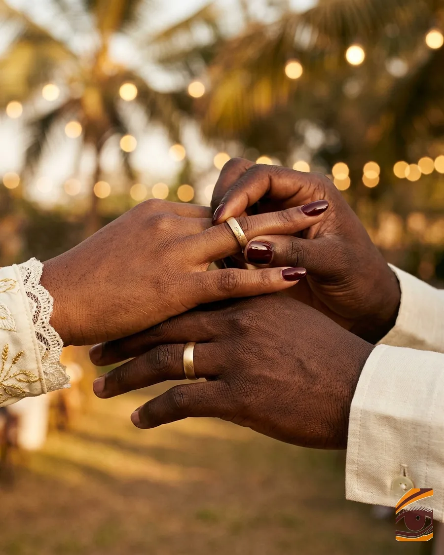 Mariage — mains croisées et anneaux